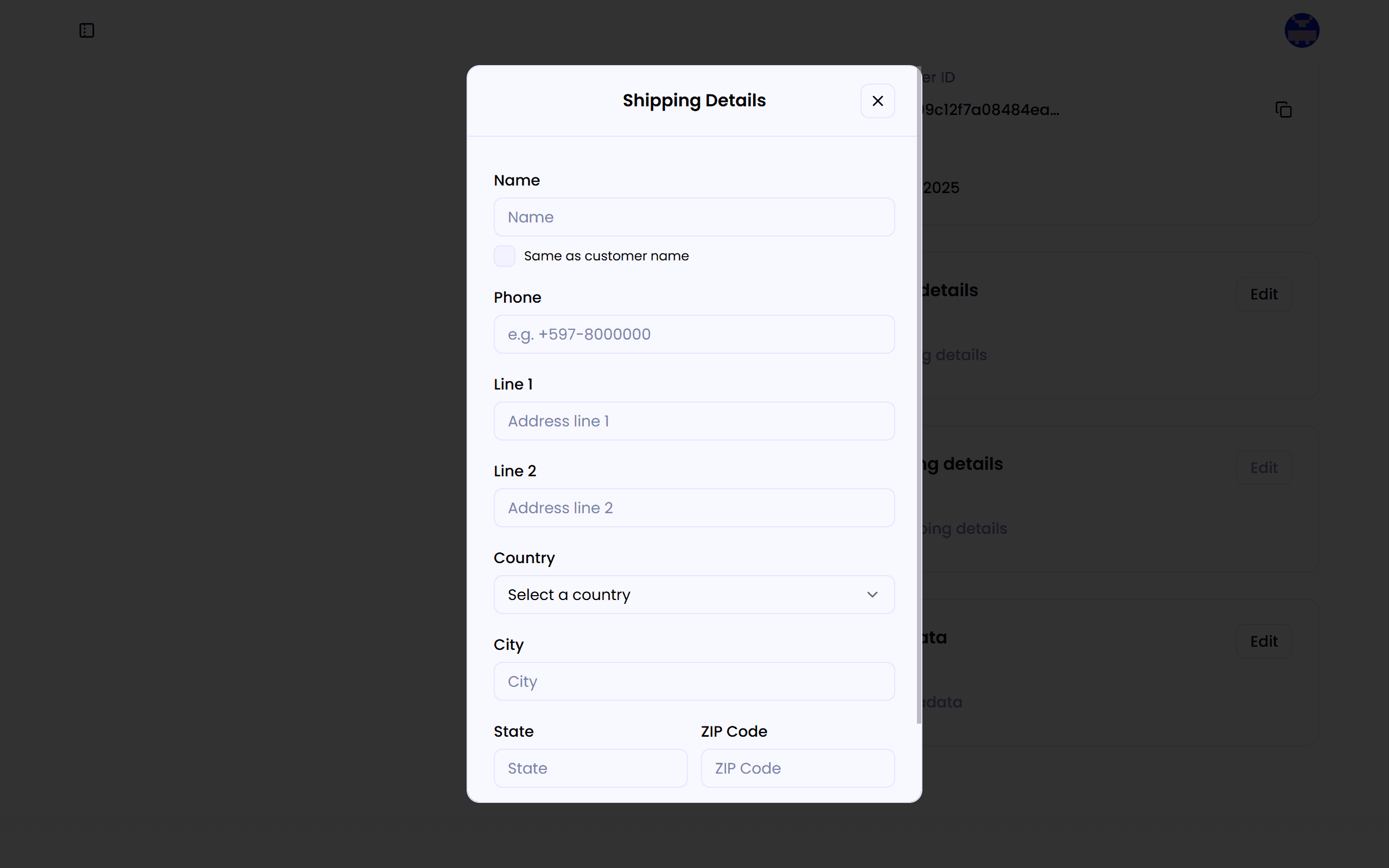 Edit Shipping Details