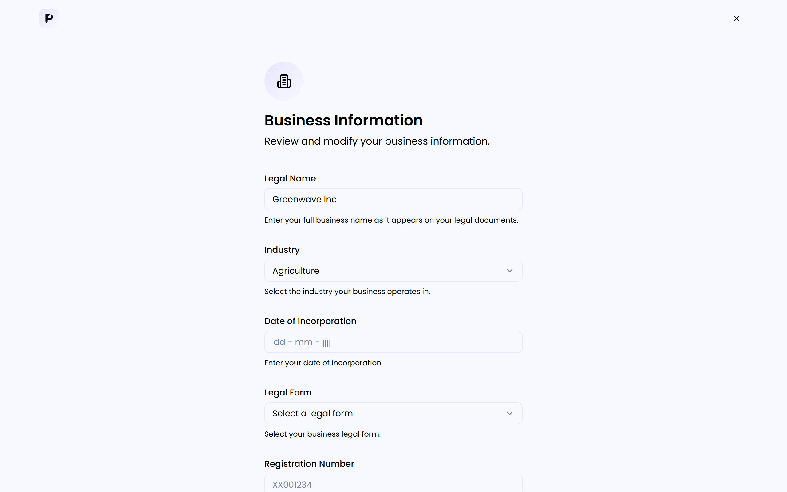 Confirm Business Information