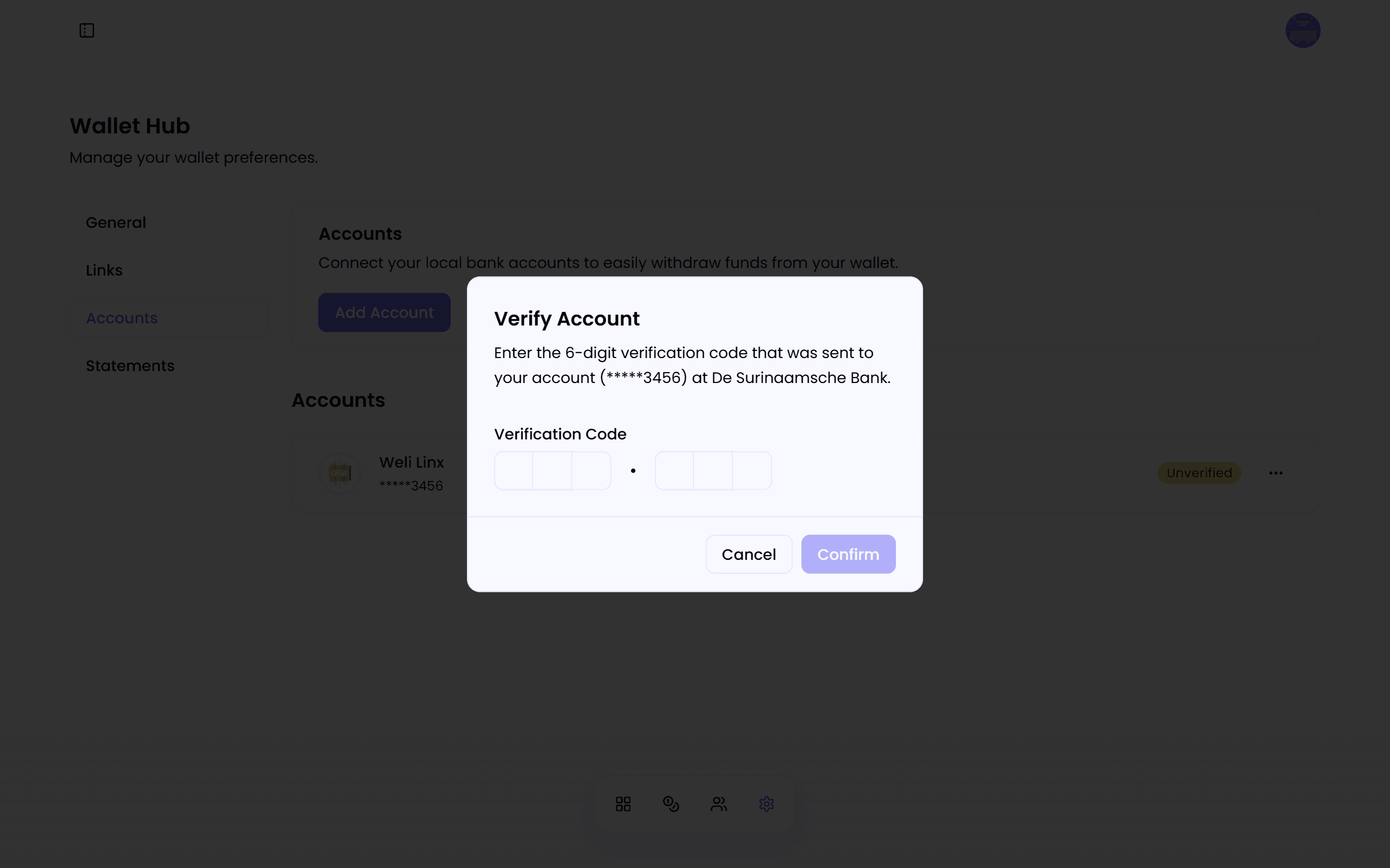 Verify Wallet Account